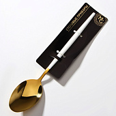  Ложка столовая Magistro "Блинк" 22х4 цвет золото, белая ручка, на подвесе 6988619 