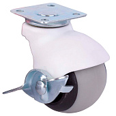  Опора колесная повор.на площ.со стоп. 50мм пласт/резин (матовый белый 1 шт)(40кг) 