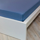  Простыня на резинке 180х200 сатин темный деним 