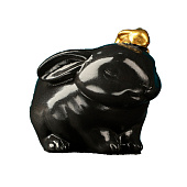 Кашпо "Зайчиха с зайчонком" черный с золотом, 10см 10792045 Кашпо "Зайчиха с зайчонком" черный с золотом, 10см 10792045