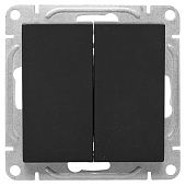 Выключатель встраиваемый 2 клавиши, цвет черный, с подсветкой, EKF Эпика Выключатель встраиваемый 2 клавиши, цвет черный, с подсветкой, EKF Эпика