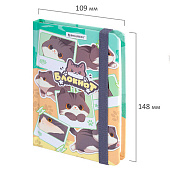  Блокнот А6 BRAUBERG, 96л, с резинкой, в клетку, кросс-серия, милые коты, 116991 