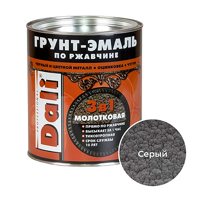  Молотковая ГРУНТ - ЭМАЛЬ по ржавчине "DALI" 2л - серый 