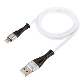  Кабель USB - Lightning 10W 2A SKYWAY в мягкой оплетке белый 1м 