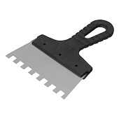 Шпатель зубчатый 150мм, зуб 10х10мм, пластмассовая ручка, нержавеющая сталь Шпатель зубчатый 150мм, зуб 10х10мм, пластмассовая ручка, нержавеющая сталь