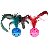  Игрушка-неваляшка WOGY д/кошек Мяч-погремушка d=5.5см с Перьями h=18см арт.2024-1363 Код272632 