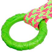 Игрушка-канат для собак с кольцом "Счастливый хвост!", цвет ярко-зеленый, 34х9 см, 561-166
