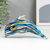  Сувенир стекло Дельфин многоцветный, под муранское стекло, микс, 8,5х12 см, 425045 
