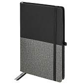  Блокнот А5 Brauberg Duo, 80 л, клетка, под кожу, с резинкой, черный/серый, 113433 