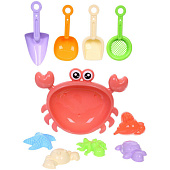 Набор для игры в песочнице Крабик, 22х18 см, 10 предметов, 550-0592 Набор для игры в песочнице Крабик, 22х18 см, 10 предметов, 550-0592