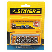 Набор головок 1/4" 4-12мм, 13 предм., STAYER "MASTER" 2-26089-H13