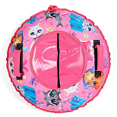 Тюбинг – ватрушка «Зверята», диаметр чехла 70 см, розовая, Winter Star Тюбинг – ватрушка «Зверята», диаметр чехла 70 см, розовая, Winter Star