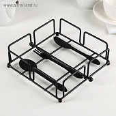 Салфетница с держателем «Приборы», 18?18?7 см, чёрный 4329136 Салфетница с держателем «Приборы», 18?18?7 см, чёрный 4329136