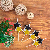  Набор свечей 4 шт. "Star glow", black (12 см) 