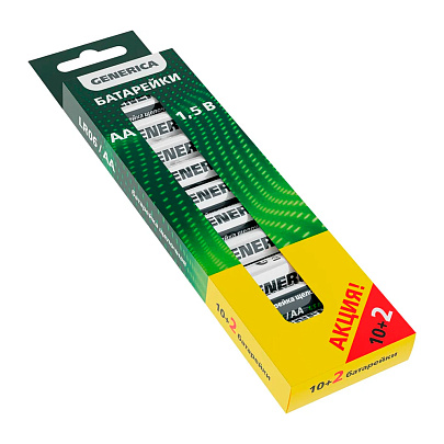 Батарейка LR06/АА Alkaline, 10+2шт GENERICA Батарейка LR06/АА Alkaline, 10+2шт GENERICA