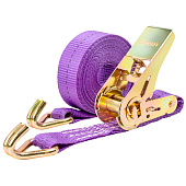 Стяжка крепления груза 1,0т 6,0м SKYWAY STAFF 25мм фиолетовый храповый механизм с крюками полиэстер 1шт Стяжка крепления груза 1,0т 6,0м SKYWAY STAFF 25мм фиолетовый храповый механизм с крюками полиэстер 1шт