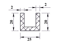  Алюминиевый П-образный профиль 20х25х20х2мм 2м 