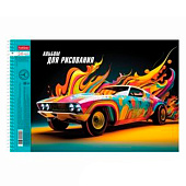  Альбом для рисования А4 24л спираль Динамичные авто серия, металл картон, 24А4мтлВсп 