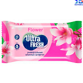 Влажные салфетки Ultra Fresh Flower Fruit 15 шт Арт.14410130