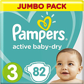  Подгузники PAMPERS Active Baby-Dry Midi (5-9 кг) Упаковка 82 