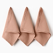  Набор кухонных полотенец (вафля) 35х60 Доляна коричнево-серый 3шт 