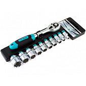 Набор торцевых головок 3/8" 7-22мм, 11 предм., Stels 14126 CrV,с трещоткой Набор торцевых головок 3/8" 7-22мм, 11 предм., Stels 14126 CrV,с трещоткой