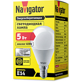 Лампа LED 5Вт Е14, шар, 4000К нейтр. бел. Navigator