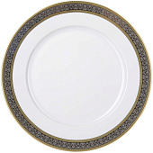  Блюдо круглое мелкое 30 см Thun Opal, декор "Широкий кант платина, золото" БТФ0457 