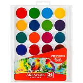  Краски акварельные 24цв, Brauberg "МАГИЯ ЦВЕТА NEW", медовые, круглые кюветы, 192365 