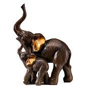  Фигурка полистоун «Слон африканский со слонёнком», коричневый золотые ушки, 12.5?9.5?5 см 2600597 