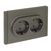 Розетка двойная встраиваемая с заземлением, цвет сталь, IEK FORTE&PIANO Розетка двойная встраиваемая с заземлением, цвет сталь, IEK FORTE&PIANO