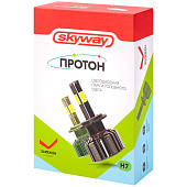  Автолампа диод H7 PX26d 12/24V  25W 2500Лм SKYWAY вентилятор+драйвер ПРОТОН А4 6000К Белая коробка комп.2шт 