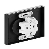  Розетка двойная встраиваемая без заземления, цвет черный,  EKF Эпика 