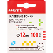 Клеевые точки двусторонние deVENTE, 12 мм, 100 шт, прозрачные, на бумажной ленте, 4163304 Клеевые точки двусторонние deVENTE, 12 мм, 100 шт, прозрачные, на бумажной ленте, 4163304