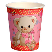 Стакан бумажный «С днём рождения», мишка, в наборе 6 штук, розовый Стакан бумажный «С днём рождения», мишка, в наборе 6 штук, розовый