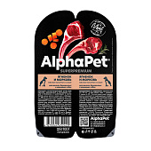 Влажный корм AlphaPet Superpremium для щенков, беременных собак, 100 г, ягненок\морковь соус