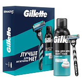  Подарочный набор Gillette MACH3 Бритва с 1 кассетой и Пена для бритья Алоэ 200мл 