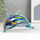  Сувенир стекло Дельфин многоцветный, под муранское стекло, микс, 8,5х12 см, 425045 