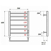 Полотенцесушитель электрический Аврора П6 500x600 диммер справа черный PN10856B Point Полотенцесушитель электрический Аврора П6 500x600 диммер справа черный PN10856B Point