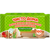 Салфетки влажные Чисто дома 100шт Хозяйственные чистящие универ 426