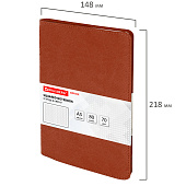 Бизнес-тетрадь на гребне А5 BRAUBERG Office PRO, 80л, под кожу, клетка, коричневая, 111044