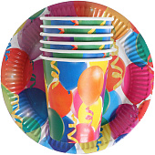  Набор посуды Праздник воздушные шары и серпантин, 6 стаканов, 6 тарелок , 6923713 