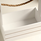 Кашпо деревянное 25.5х15х30 см "Аром" ручка канат белое 5309166 Кашпо деревянное 25.5х15х30 см "Аром" ручка канат белое 5309166