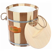  Запарник 9 л, Контраст (тиснение), с пластиковой вставкой, с крышкой, липа Банные штучки 