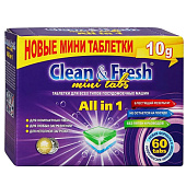 Таблетки для посудомоечной машины "Clean&Fresh" All in 1 mini tabs, 60 таб. Таблетки для посудомоечной машины "Clean&Fresh" All in 1 mini tabs, 60 таб.