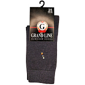  Носки мужские GRAND LINE М-101 рисунок на паголенке, тёмно-серый, р. 27 