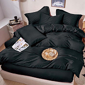  Комплект постельного белья 2 спальный страйп-сатин черный 908 