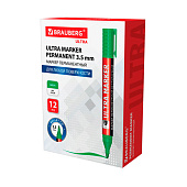  Маркер перманентный зеленый BRAUBERG, ULTRA MARKER, 3,5 мм с клипом, 152207 