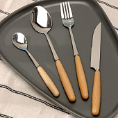 Набор столовых приборов Доляна Wood, 4 предмета, цвет металла серебряный 7354197 Набор столовых приборов Доляна Wood, 4 предмета, цвет металла серебряный 7354197