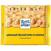 Шоколад белый Ritter sport цельный лесной орех и хлопья, 100 гр